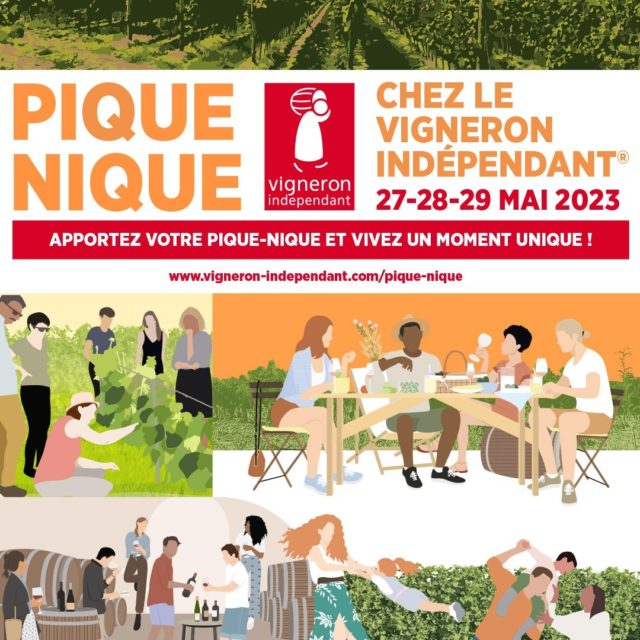 Les 27, 28 et 29 Mai, partez à la rencontre des Vignerons Indépendants! 
A travers toutes la France, de nombreux domaines ouvriront leur porte à l'occasion du Pique-Nique des Vignerons indépendants. 
Le principe est simple, vous amenez votre pique-nique et le vigneron vous propose des activités à partager en famille ou entre amis. Dégustation bien sur, découverte des domaines mais aussi des balades à pied, en vélo, des escapes games, des animations musicales...
Pour connaitre les domaines participants près de chez vous, rendez vous sur le site www.vigneron-independant.com.